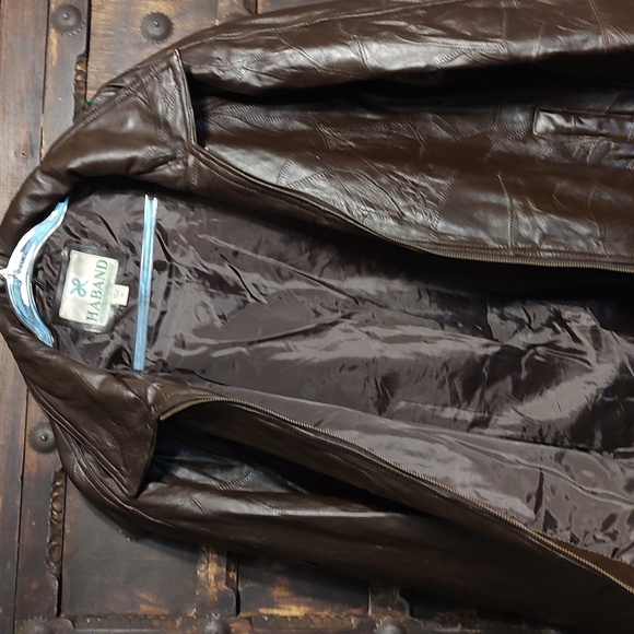 Haband Leather Jacket Size XXL Moto Style Patchwork Leather Street Style Fashion - Picture 6 of 13